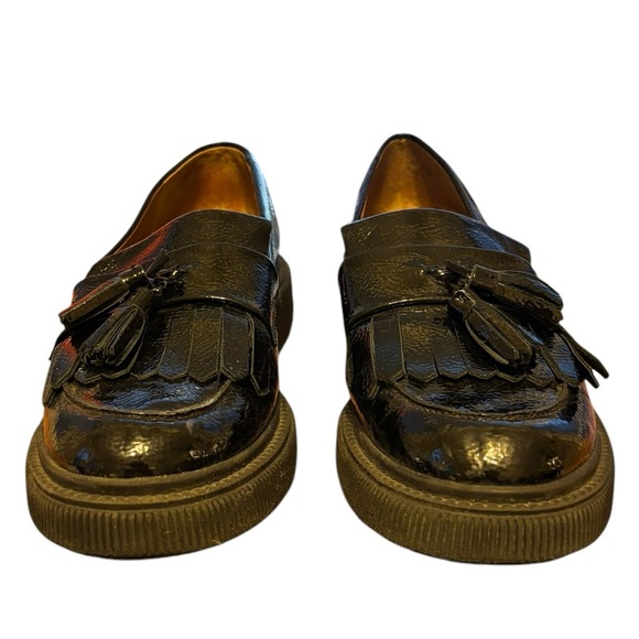 Franco Sarto Shoes - Franco Sarto Women's Black Patent Leather Tassel Chunky Sole Loafer Size 9